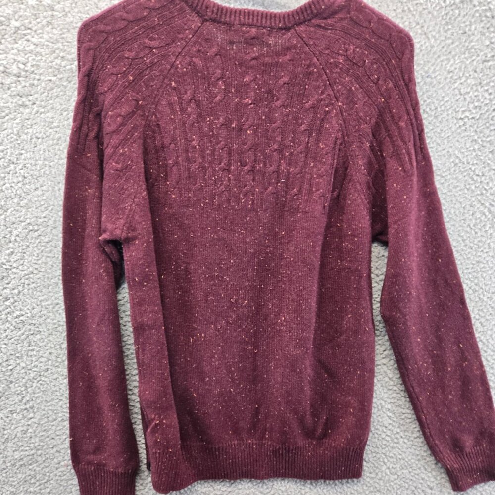 Threads‎ 4 Thought Fleck Knit Raglan Crew Sweater Burgundy Cableknit Size… - Picture 7 of 10
